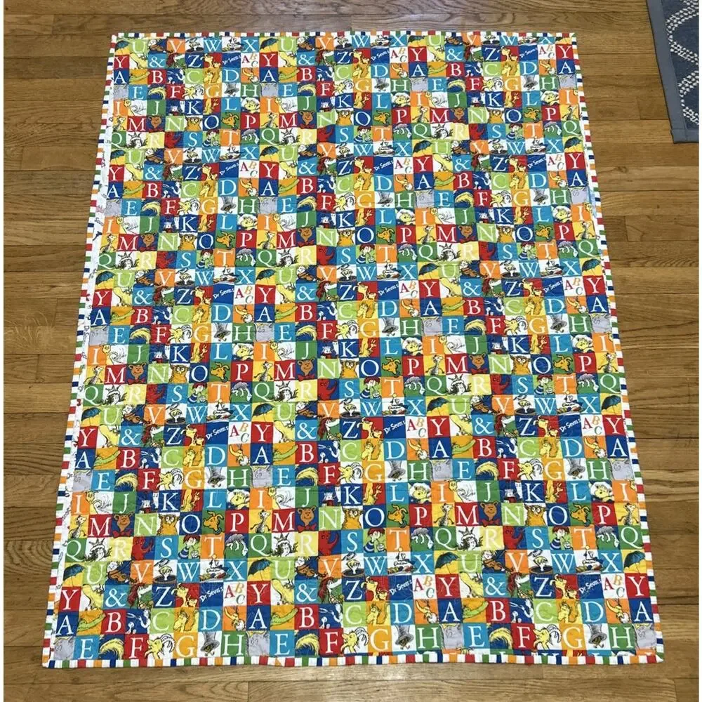 Dr Seuss Hand Made ABC Quilt 40x51